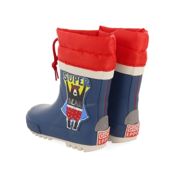 NIB BORGAMES Blue Welly Boots With Super Bear Toddler 6 - Picture 4 of 9